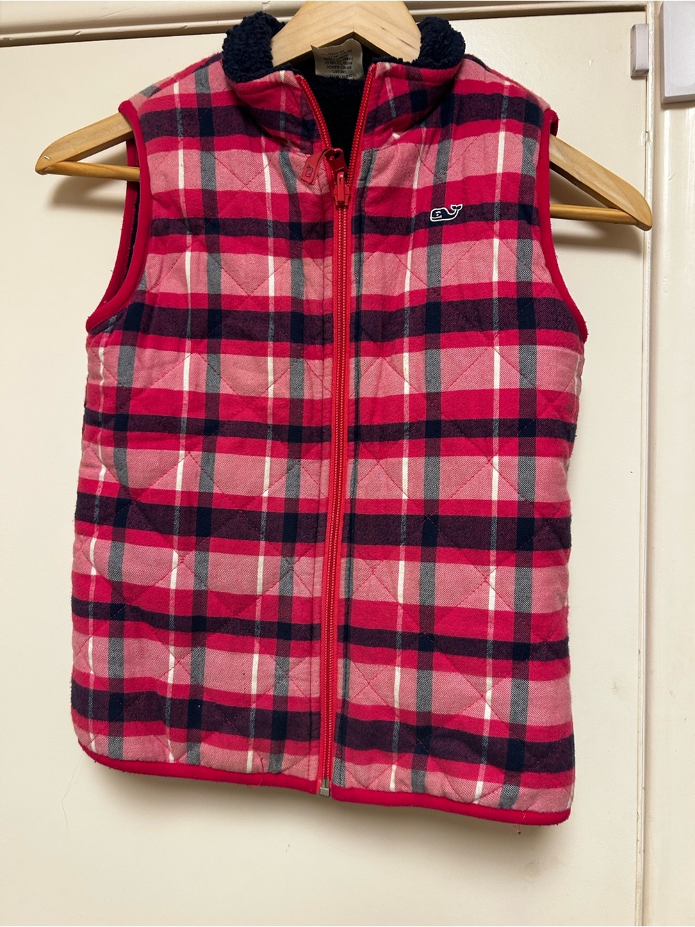 Vineyard Vines Kids Pink Plaid Fleece Vest